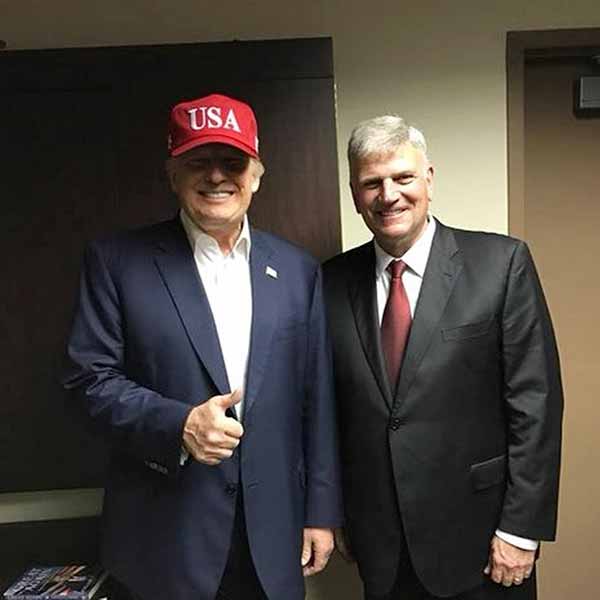 Franklin Graham with President Donald Trump increasing his popularity