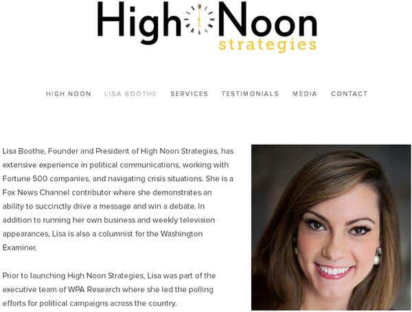 Lisa Boothe as President of High Noon strategies
