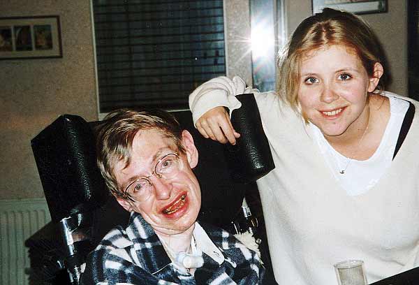 Cute picture of scientist Stephen Hawking and his daughter Lucy Hawking