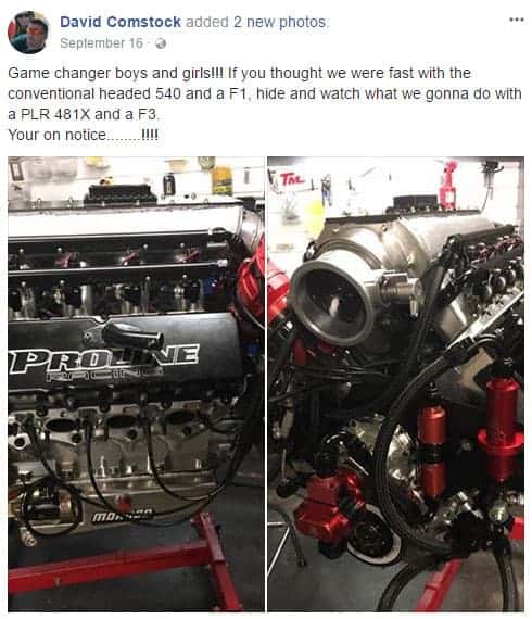 Daddy Dave posted about status about his new motor on facebook