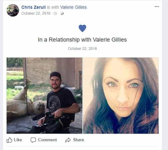 Valerie Gillies is in a relationship with Chris Zerull