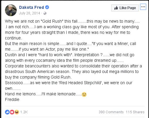 why Dakota Boys left show Facebook post