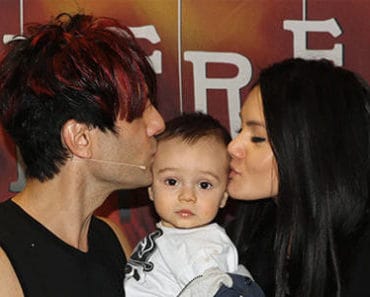 Magician Criss Angel with his wife and a son who has cancer