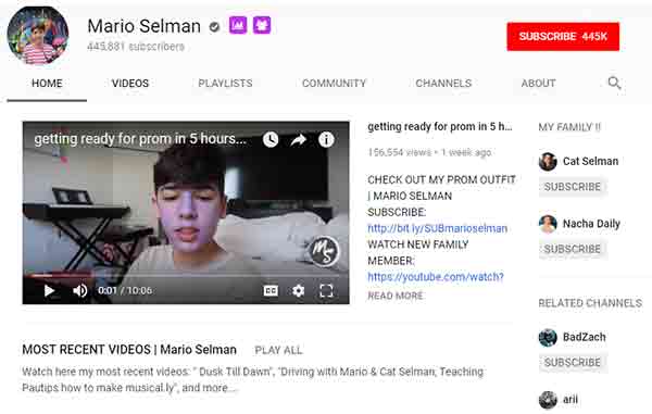 Mario Selman career YouTube Channel
