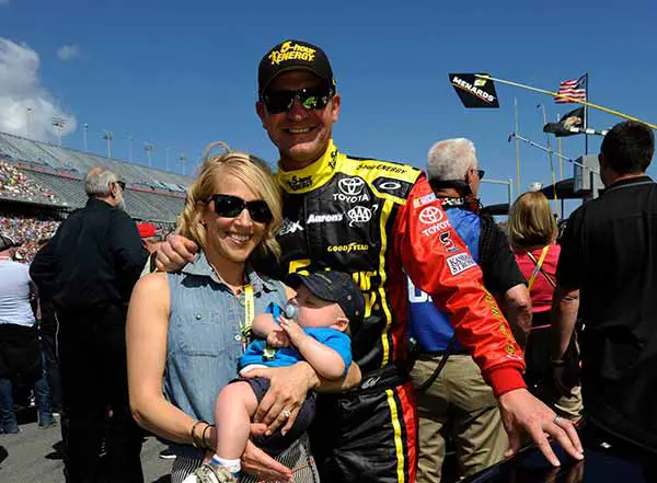 Image of Clint Bowyer with his wife Lorra Bowyer with their kid