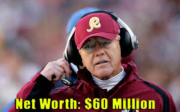 Image of American Football Coach, Joe Gibbs net worth is $60 million
