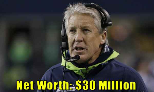 Image of American Football coach, Pete Carroll net worth is $30 million