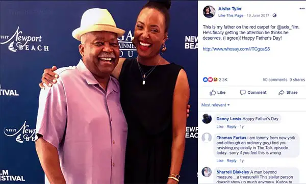 Image of Aisha Tyler with her father Jim Tyler