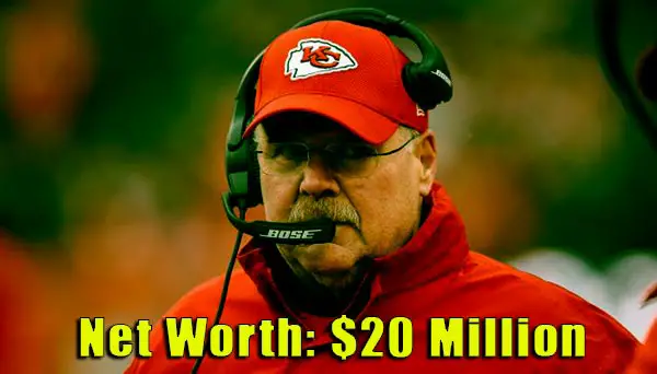 Image of American Football coach, Andy Reid net worth is $20 million