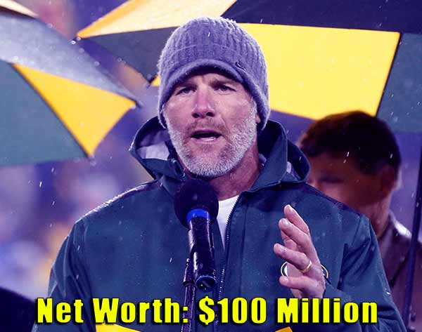 Image of American football Quaterback, Brett Favre net worth is $100 million