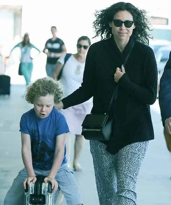 Image of Minnie Driver with her son Henry Story Driver