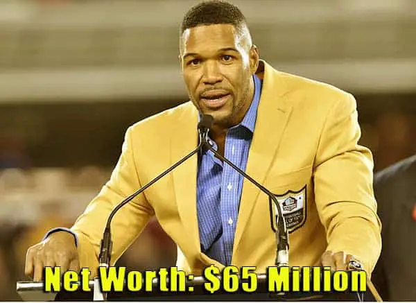 Image of American football player, Michael Strahan net worth is $65 million
