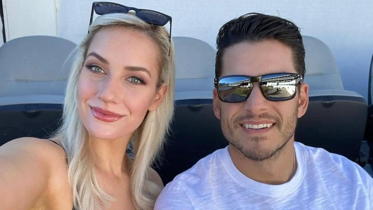 Image of Golfer Paige Spiranac with her former partner and personal trainer, Steven Tinoco
