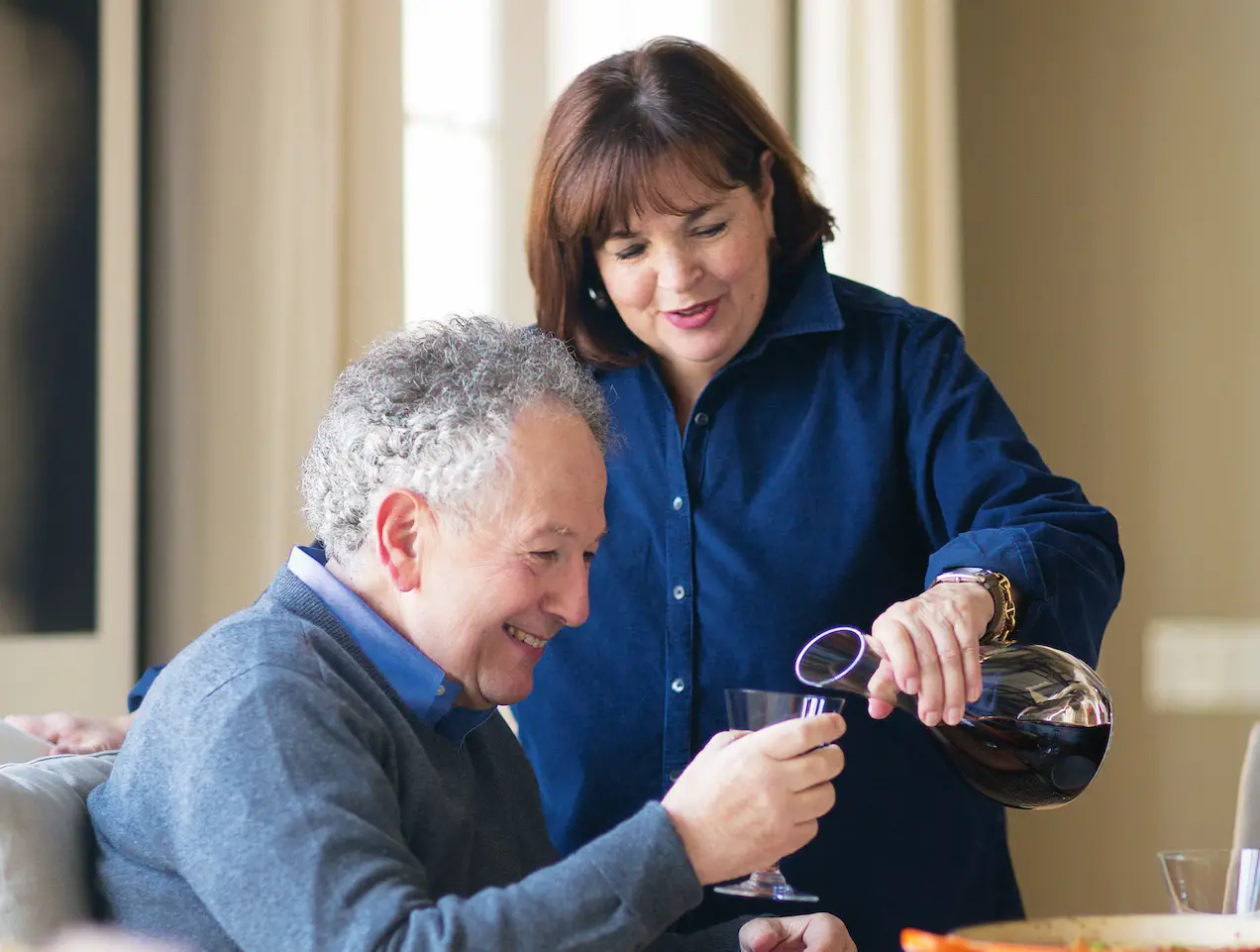 Ina Garten Pouring drinks for her husband Jeffrey