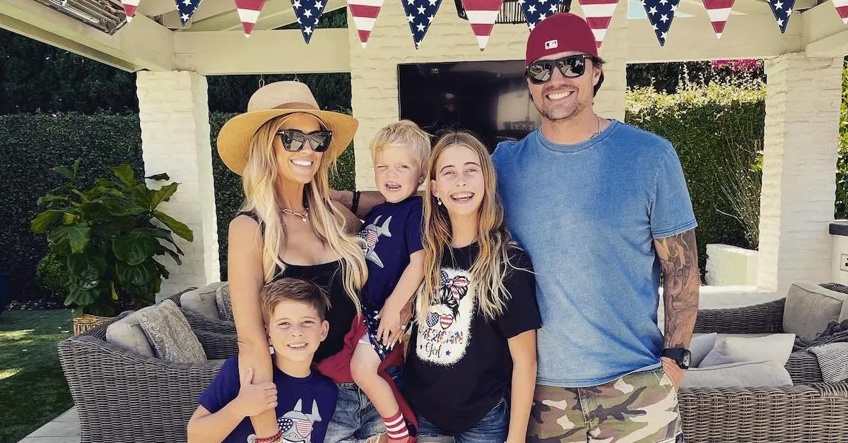 Images of Christina Hall with her three kids and current husband Joshua Hall