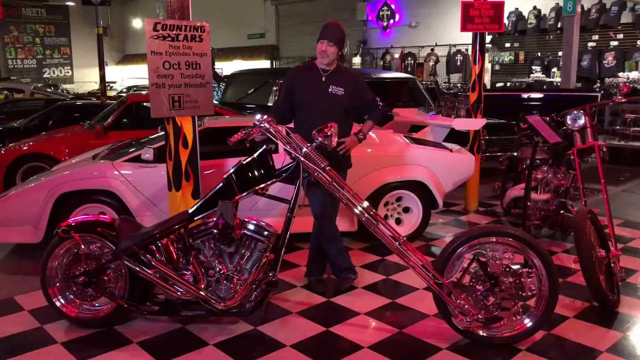 Image of Danny Koker and the bike he built for Ozzy Osbourne